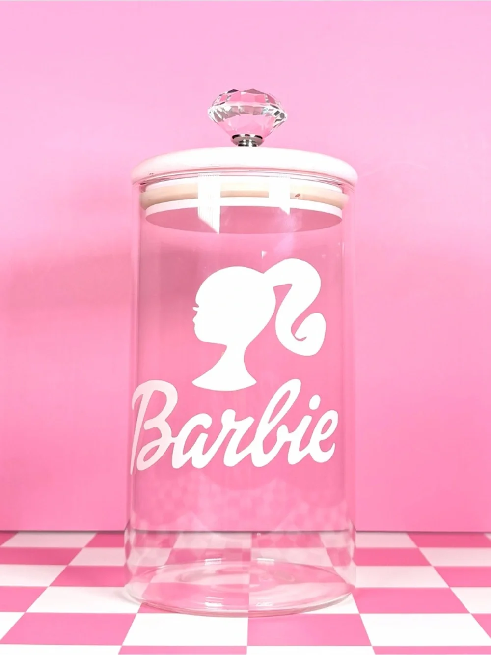 Barbie Logo Glass Storage Jar - Picture 1 of 3